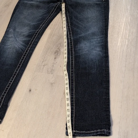 Miss Me Dark Blue Jeans with Black and White Embellishments - Picture 6 of 9